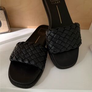 Dolce Vita Black Woven Slide Sandals